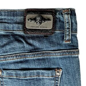 PHILIPP PLEIN MCMLXXVII Luxury Limited Edition 28X31 Stretch Jeans Italy Skulls